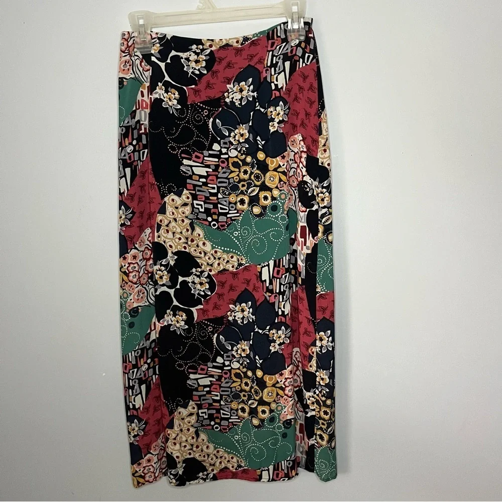 Anthropologie X Kachel Hallie Abstract Floral Midi Skirt Size 4
